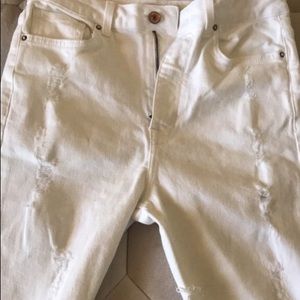 Mid Raise White Shorts